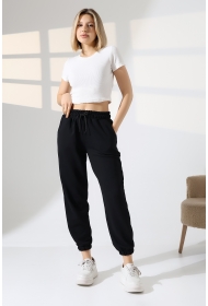 22169 KADIN DİAGONEL ŞARDONSUZ 3 İP PENYE KOMPAKT PAÇASI LASTİKLİ EŞOFMAN PANTOLON 