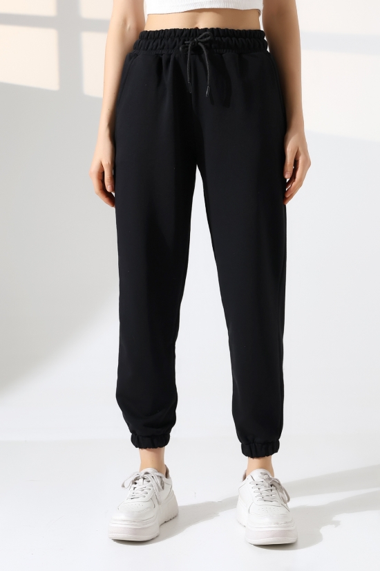 22169 KADIN DİAGONEL ŞARDONSUZ 3 İP PENYE KOMPAKT PAÇASI LASTİKLİ EŞOFMAN PANTOLON 