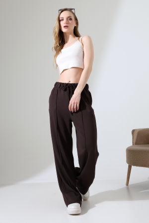 22060 KADIN DOUBLEFACE YUMUŞAK DOKU ÖNÜ ÇIMALI PAÇASI AÇIK EŞOFMAN PANTOLON 