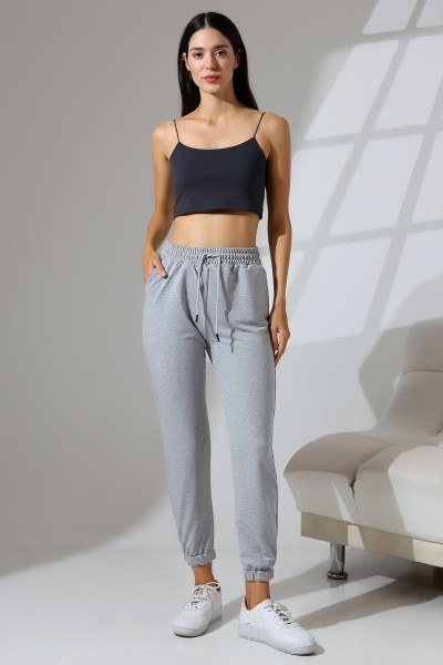 21633 KADIN FULL LYC PENYE KOMPAKT 2 İPLİK CEPLİ PAÇASI LAST. EŞOFMAN PANTOLON 