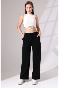 21655 KADIN FULL LYC PENYE KOMPAKT 2 İPLİK CEPLİGENİŞ  PAÇASI AÇIK PANTOLON 