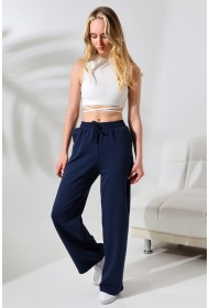 21655 KADIN FULL LYC PENYE KOMPAKT 2 İPLİK CEPLİGENİŞ  PAÇASI AÇIK PANTOLON 