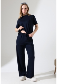 22056 KADIN DOUBLEFACE YUMUŞAK DOKULU KUMAŞ KISAKOL TSHIRT VE ALTI CEPLİ PAÇA AÇIK SALAŞ PANTOLON ALT ÜST TAKIM 