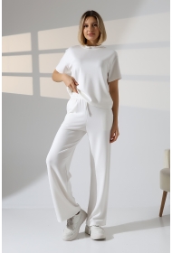 22056 KADIN DOUBLEFACE YUMUŞAK DOKULU KUMAŞ KISAKOL TSHIRT VE ALTI CEPLİ PAÇA AÇIK SALAŞ PANTOLON ALT ÜST TAKIM 