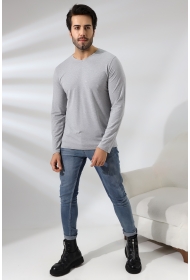 19647 ERKEK REGULAR FİT UZUN KOL V YAKA TSHIRT 19647 ERKEK REGULAR FİT UZUN KOL V YAKA TSHIRT