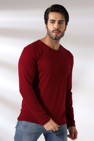 19698 ERKEK REGULAR FİT UZUN KOL PİS V YAKA TSHIRT