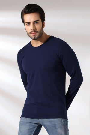 19698 ERKEK REGULAR FİT UZUN KOL PİS V YAKA TSHIRT