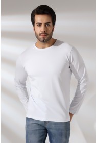 21483 ERKEK REGULAR FİT UZUN KOL BİSİKLET YAKA TSHIRT
