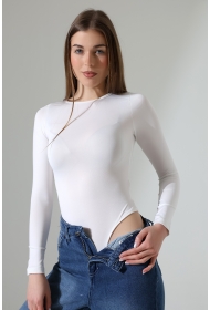 21941 KADIN FULL LYC MİKRO BİSİKLET YAKA UZUN KOL  ALTI KÜLOTLU VE ÇITÇITLI TSHIRT 