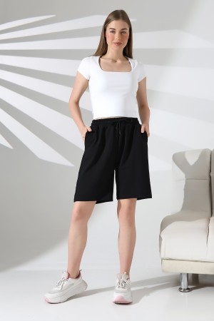 21823 KADIN LYC PENYE KOMPAKT 2 İPLİK CEPLİ UZUN ŞORT 