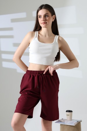 21823 KADIN LYC PENYE KOMPAKT 2 İPLİK CEPLİ UZUN ŞORT 