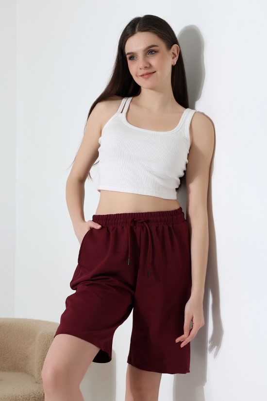 21823 KADIN LYC PENYE KOMPAKT 2 İPLİK CEPLİ UZUN ŞORT 