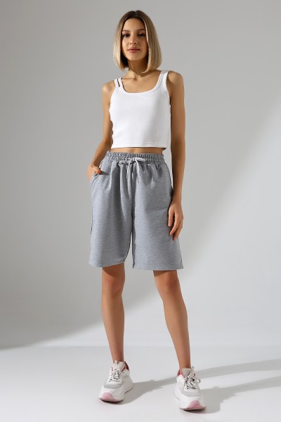 21823 KADIN LYC PENYE KOMPAKT 2 İPLİK CEPLİ UZUN ŞORT 