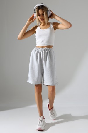 21823 KADIN LYC PENYE KOMPAKT 2 İPLİK CEPLİ UZUN ŞORT 