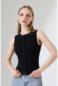 22077 KADIN FULL LYC RİB 10 DÜĞMELİ KOLSUZ YELEK 