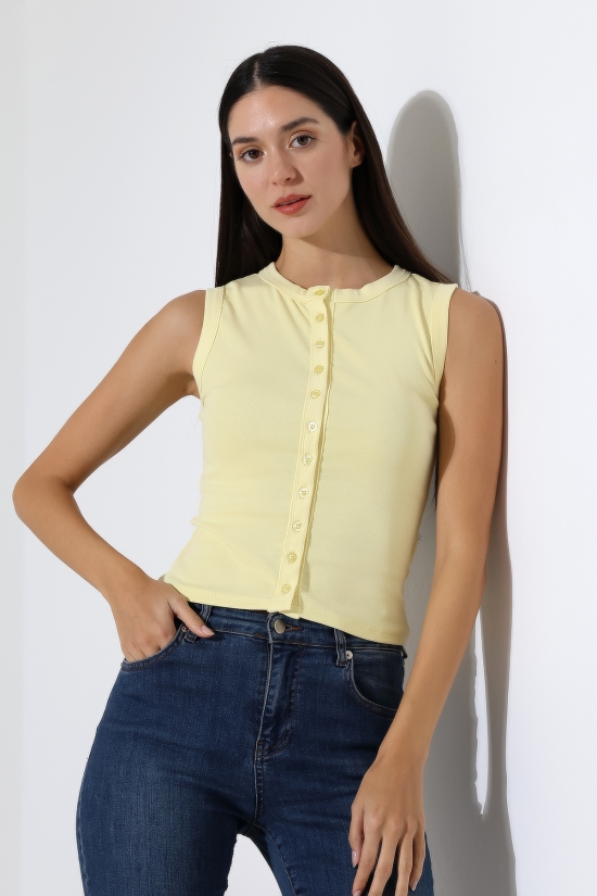 22077 KADIN FULL LYC RİB 10 DÜĞMELİ KOLSUZ YELEK 