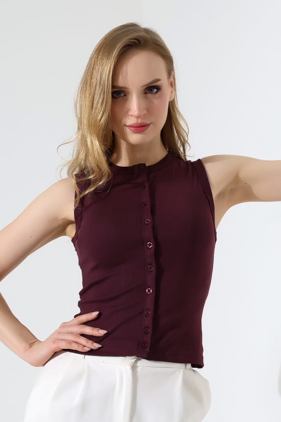 22077 KADIN FULL LYC RİB 10 DÜĞMELİ KOLSUZ YELEK 