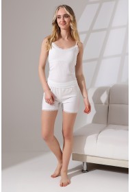 21676 KADIN  ATLET VE ŞORT PACASI DANTELLİ 7X4.MİKRO LYC KAŞG.ŞORTLU ATLET TAKIM 