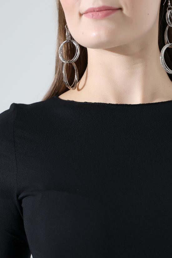 22199 KADIN OVERLOK KAYIK YAKA UZUN KOL UÇLARI VE ETEĞİ OVERLOKLU FULL LYC VİSKON BLUZ 