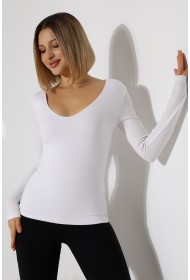 22132 KADIN TULUM V YAKA FULL LYC VORTVİSK UZUN KOL BLUZ 