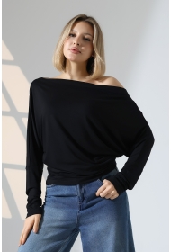 22153 KADIN OMUZ DÜŞÜMLU ASMTRK UZUN KOLU BEDENDE VE PARÇALI   BLUZ 