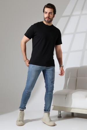 21751  ERKEK BASİC COMFOFRT FİT  KISA KOL BİSİKLET YAKA PAMUKLU TSHIRT 