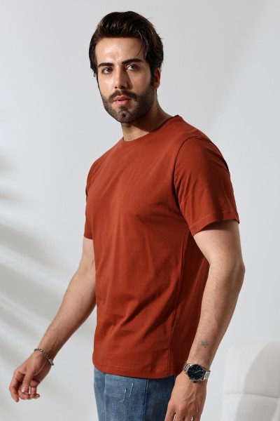 21751  ERKEK BASİC COMFOFRT FİT  KISA KOL BİSİKLET YAKA PAMUKLU TSHIRT 