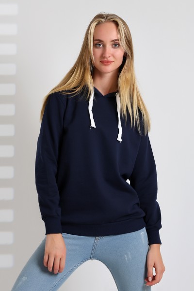19491 KADIN DÜZ 2İP ŞARDONLU  KAPŞONLU SWETSHIRT