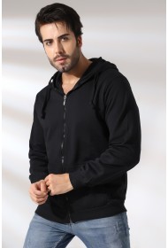 19195 ERKEK DÜZ 2İP ŞARD. KEMİK FERM. KAPŞONLU SWETSHIRT