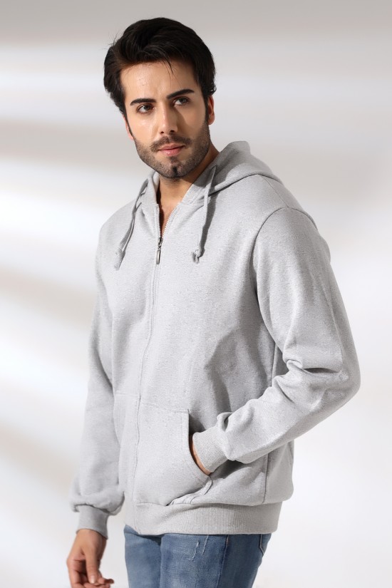 19195 ERKEK DÜZ 2İP ŞARD. KEMİK FERM. KAPŞONLU SWETSHIRT