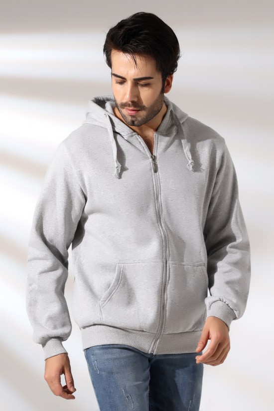 19195 ERKEK DÜZ 2İP ŞARD. KEMİK FERM. KAPŞONLU SWETSHIRT