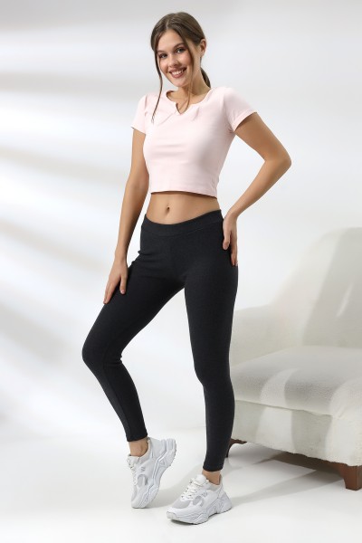 19114 KADIN LYC RİB.ŞARDONLU TAYT 