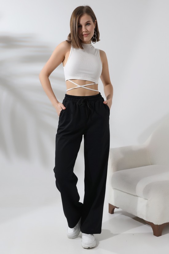 21566  BAYAN CEPLİ SALAŞ GENİŞ DÖKÜMLÜ 2 İP PANTOLON 