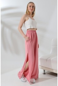 21143  KADIN AYROBİN SALAŞ CEPLİUZUN PAÇA YANLARI AÇIK YIRTMAÇLI SALAŞ PANTOLON 